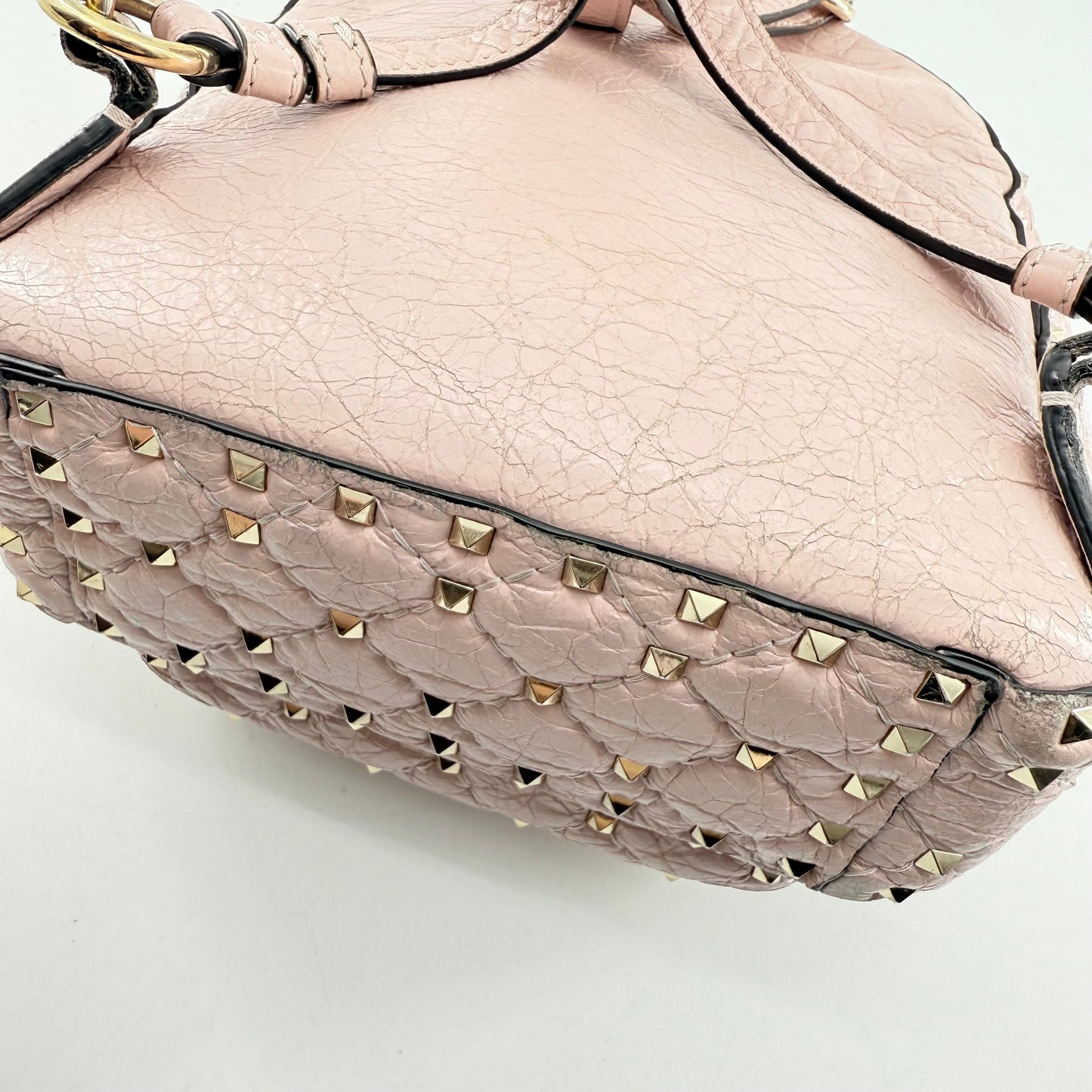 VALENTINO GARAVANI Nappa Quilted Mini Rockstud Spike Backpack Poudre