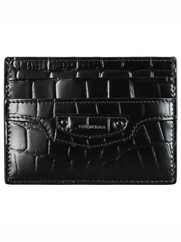 Balenciaga Neo Classic Crocodile Effect Card Wallet Black
