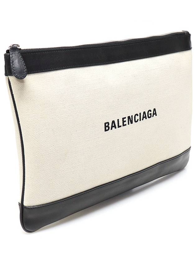 Balenciaga 420407 Cotton Canvas Navy Clip M Clutch