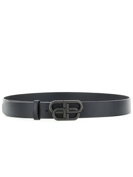 Balenciaga Buckle Logo Leather Belt Black