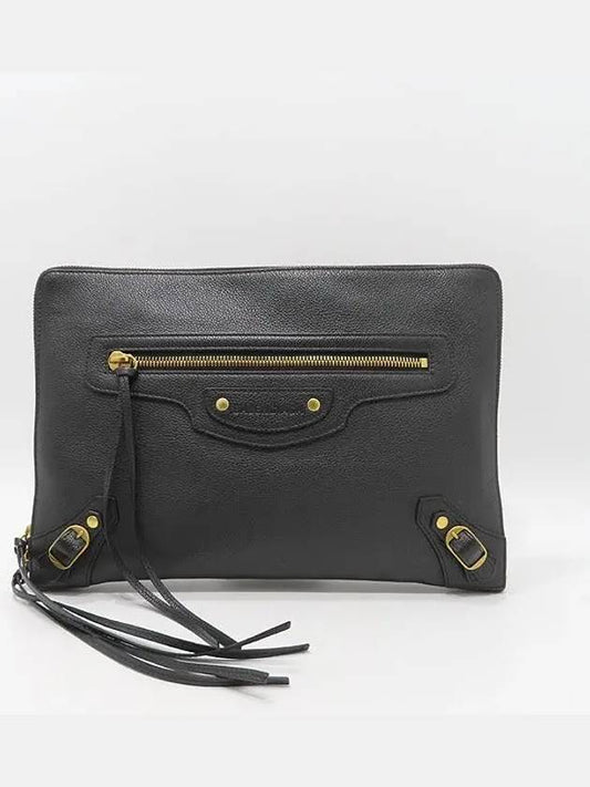 Balenciaga 652490 Black Grain Calfskin Neo Classic Clutch