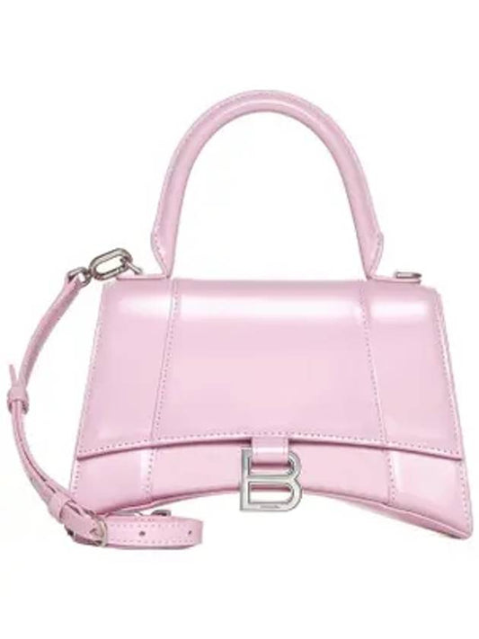 Balenciaga Hourglass Shiny Box Calfskin Small Tote Bag Pink