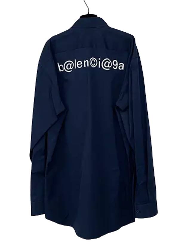 Balenciaga Back Logo Long Sleeve Shirt Navy
