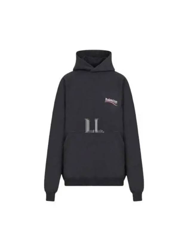 Balenciaga Embroidered Logo Cotton Hoodie Grey