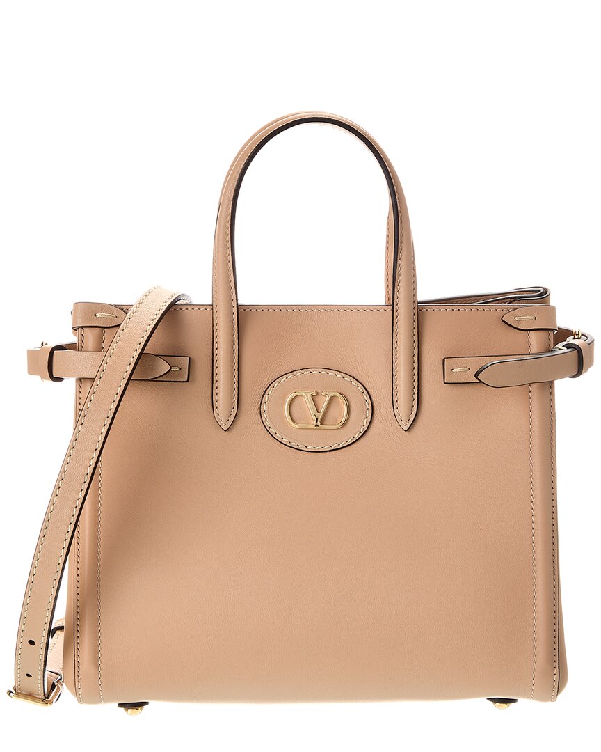 Valentino Vlogo Small Leather Tote ONE SIZE Brown Multi