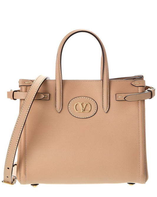 Valentino Vlogo Small Leather Tote ONE SIZE Brown Multi