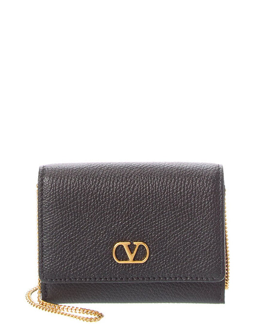 Valentino Vlogo Leather Card Holder ONE SIZE Black