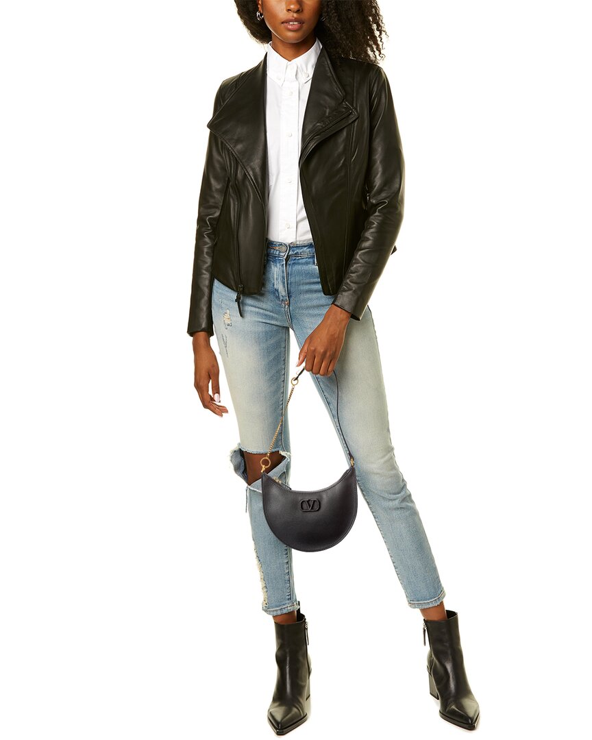 Valentino Vlogo Grainy Leather Hobo Bag