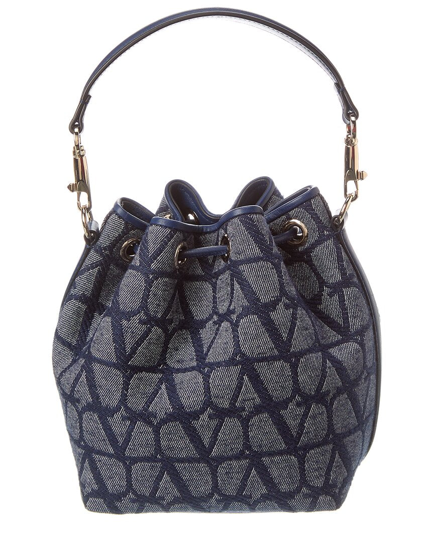 Valentino Vlogo Toile Iconographe Canvas & Leather Bucket Bag