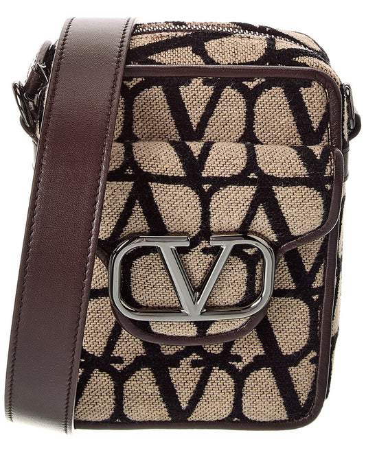 Valentino Vlogo Loco Mini Toile Iconographe Canvas & Leather Shoulder Bag ONE SIZE Brown Multi
