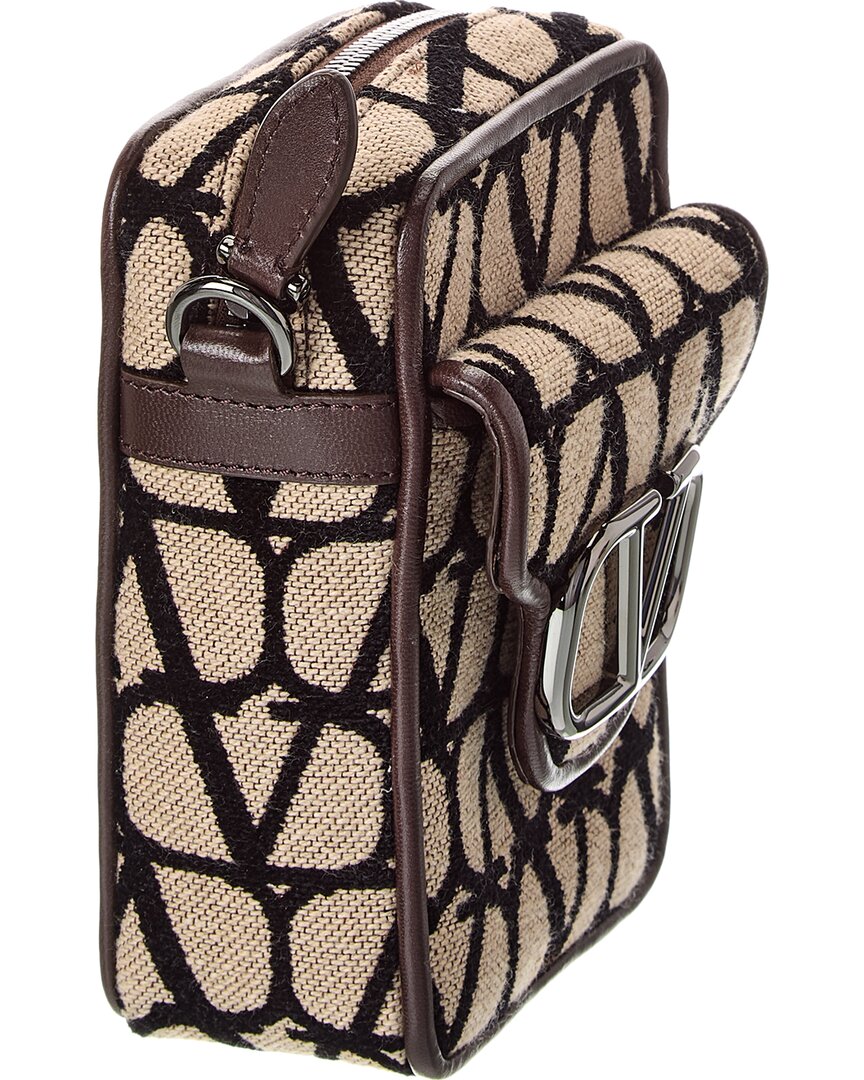 Valentino Vlogo Loco Mini Toile Iconographe Canvas & Leather Shoulder Bag