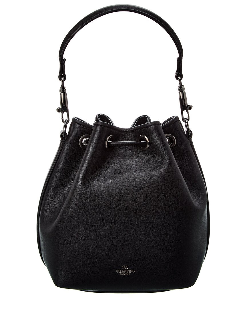 Valentino Vlogo Leather Bucket Bag