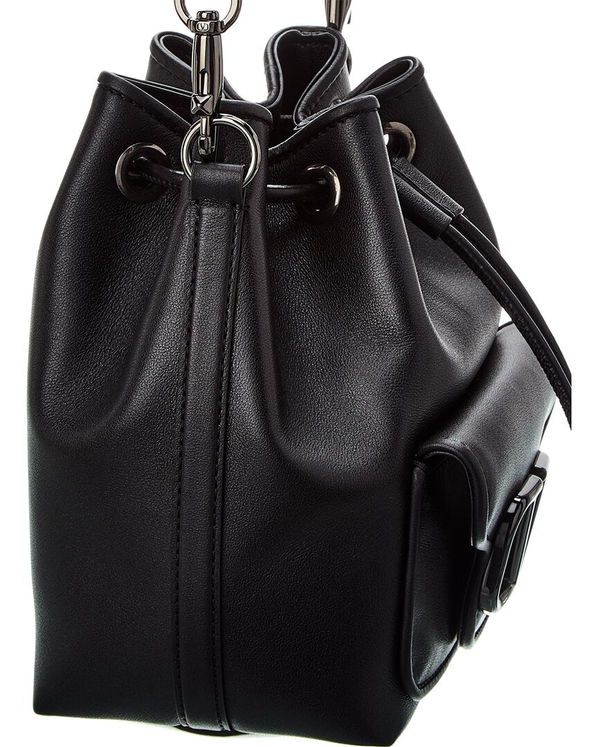 Valentino Vlogo Leather Bucket Bag