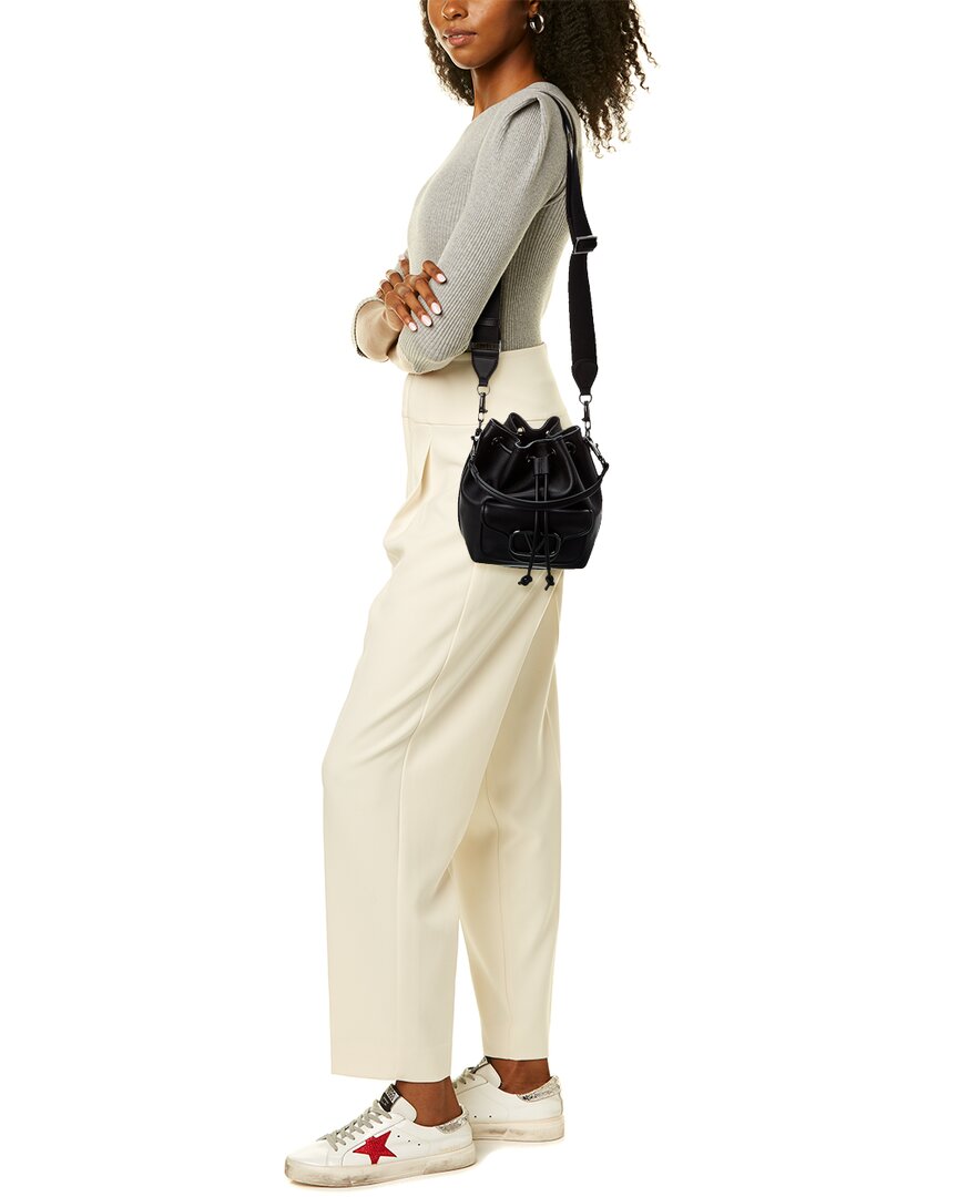 Valentino Vlogo Leather Bucket Bag