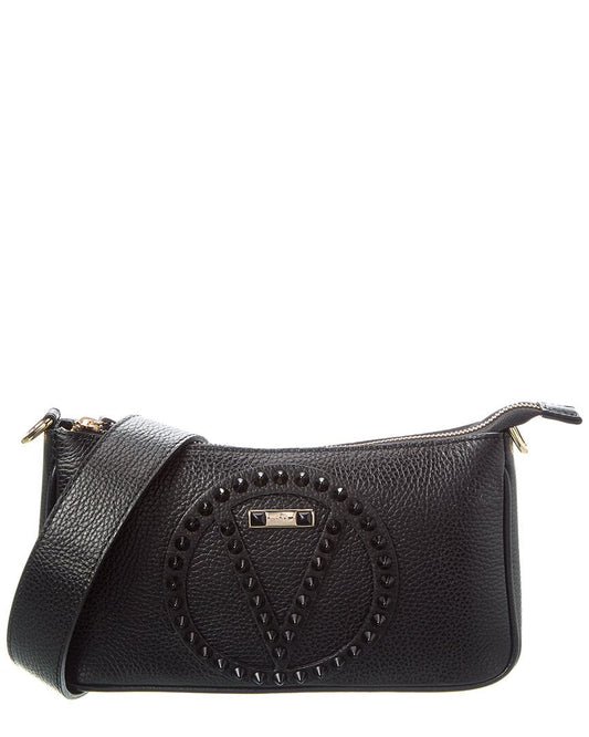 Valentino By Mario Valentino Jeanette Rock Leather Shoulder Bag ONE SIZE Black