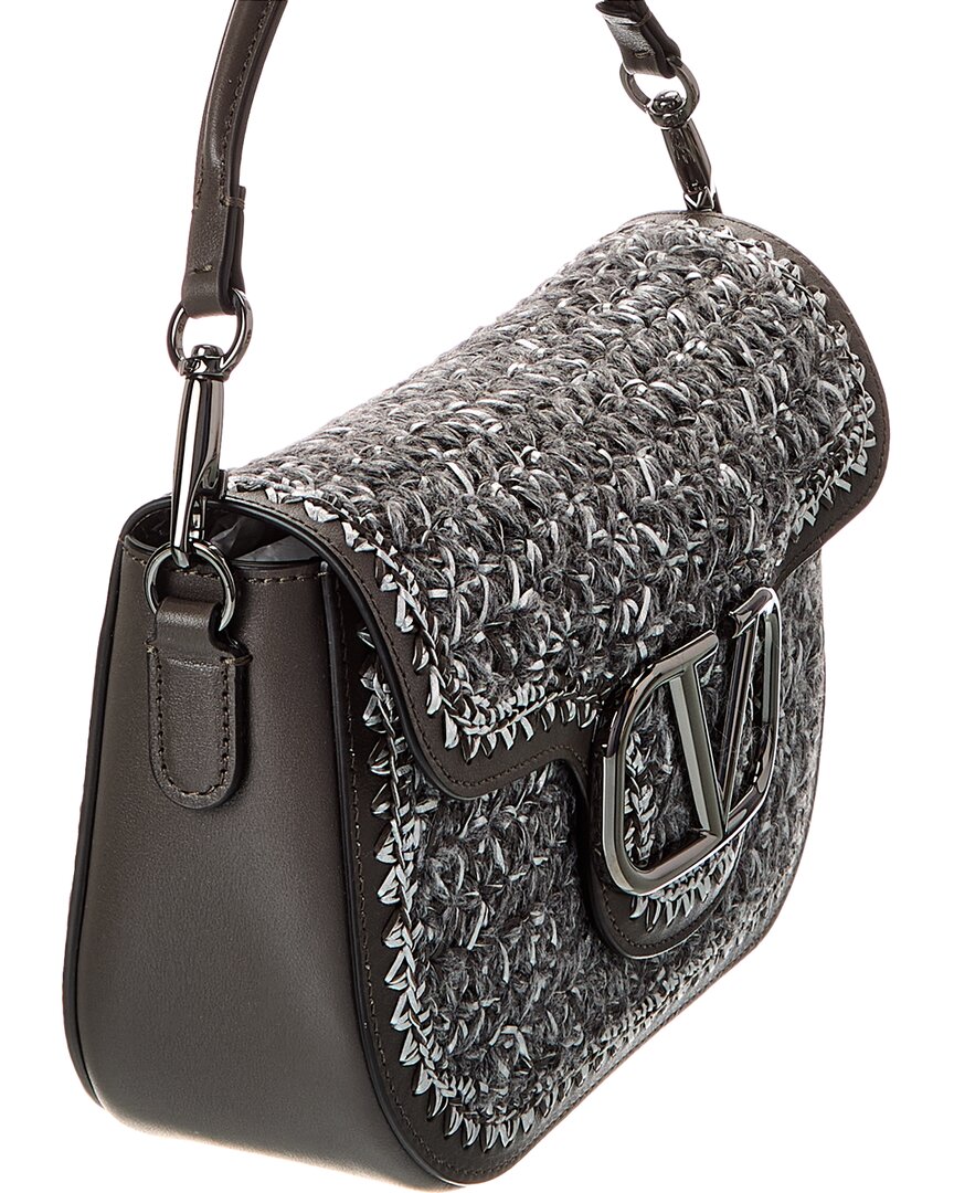 Valentino Alltime Wool & Leather Shoulder Bag