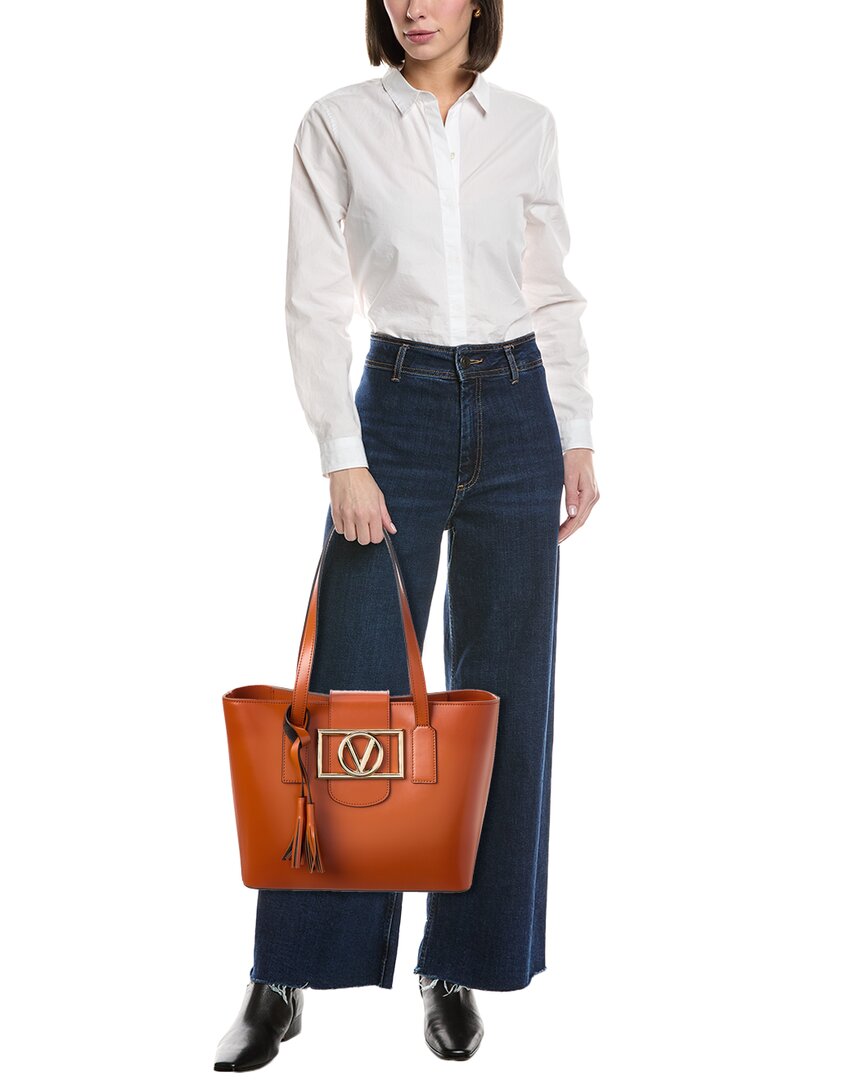 Valentino By Mario Valentino Delphine Super V Leather Tote