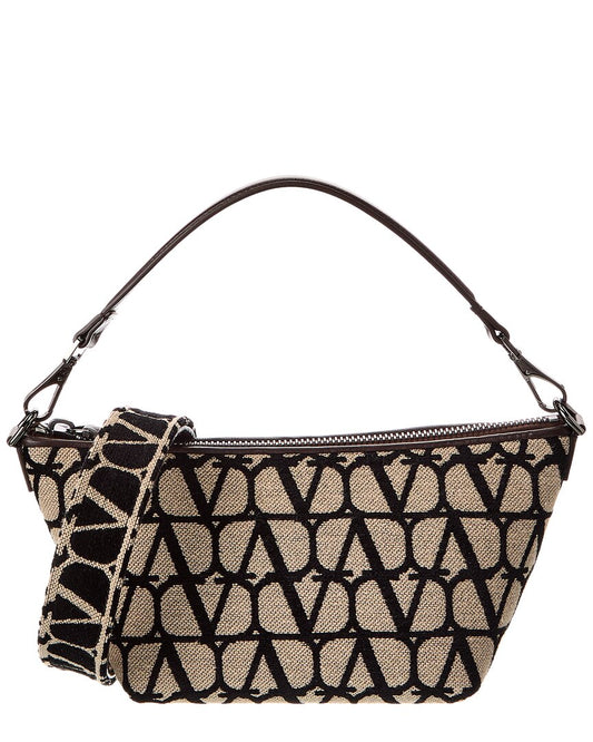 Valentino Vlogo Small Toile Iconographe Canvas & Leather Hobo Bag ONE SIZE Brown Multi