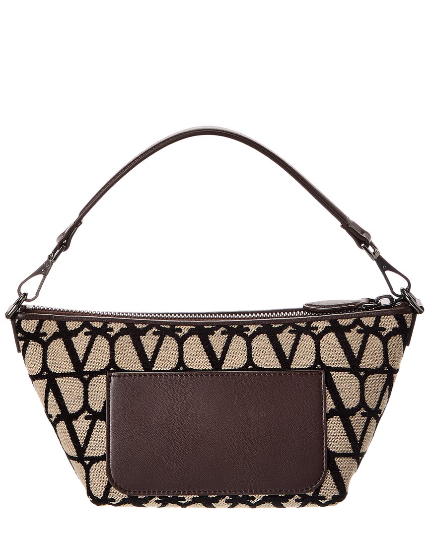 Valentino Vlogo Small Toile Iconographe Canvas & Leather Hobo Bag