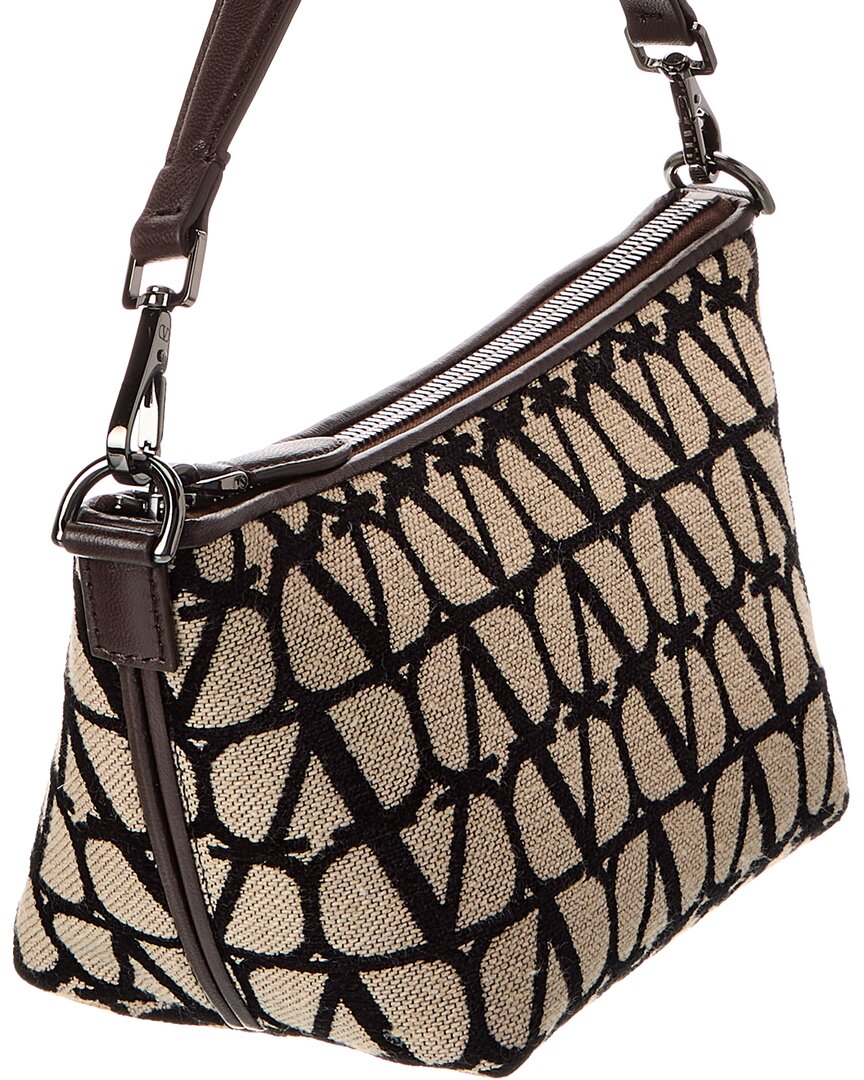 Valentino Vlogo Small Toile Iconographe Canvas & Leather Hobo Bag