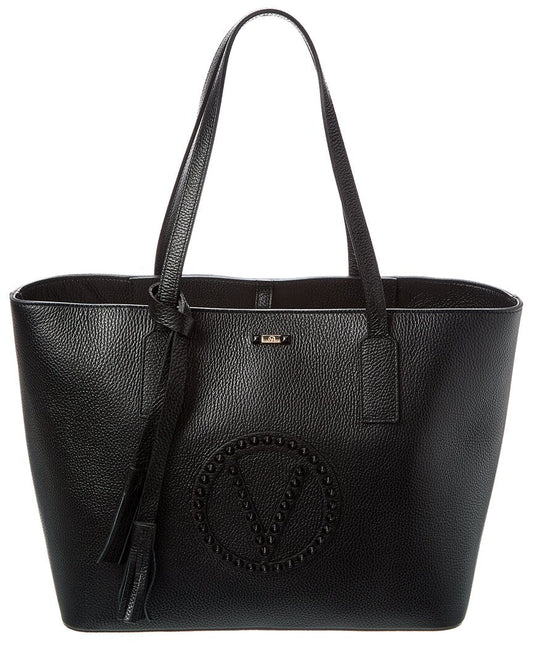 Valentino By Mario Valentino Soho Rock Leather Tote ONE SIZE Black