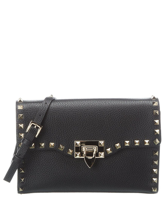 Valentino Rockstud Small Grainy Leather Crossbody ONE SIZE Black