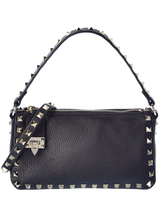 Valentino Rockstud Small Grainy Leather Crossbody ONE SIZE Black