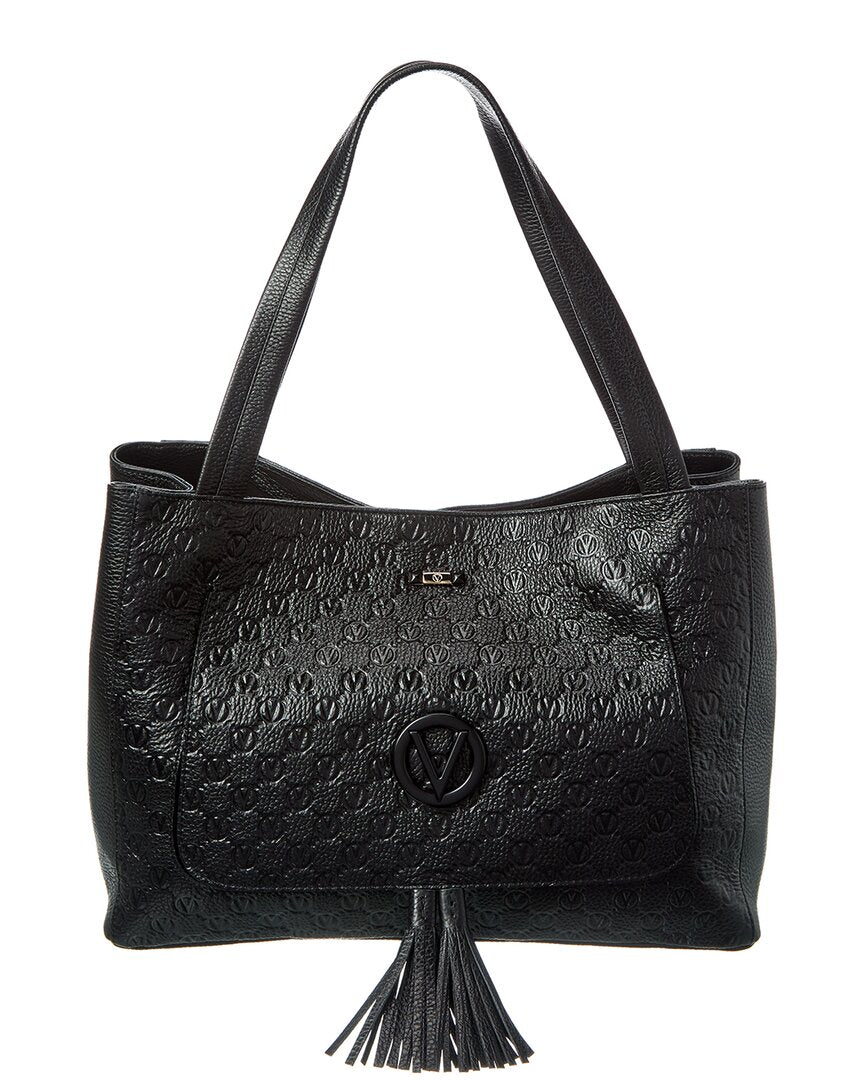 Valentino By Mario Valentino Ollie Dollaro Monogram Leather Tote ONE SIZE Black