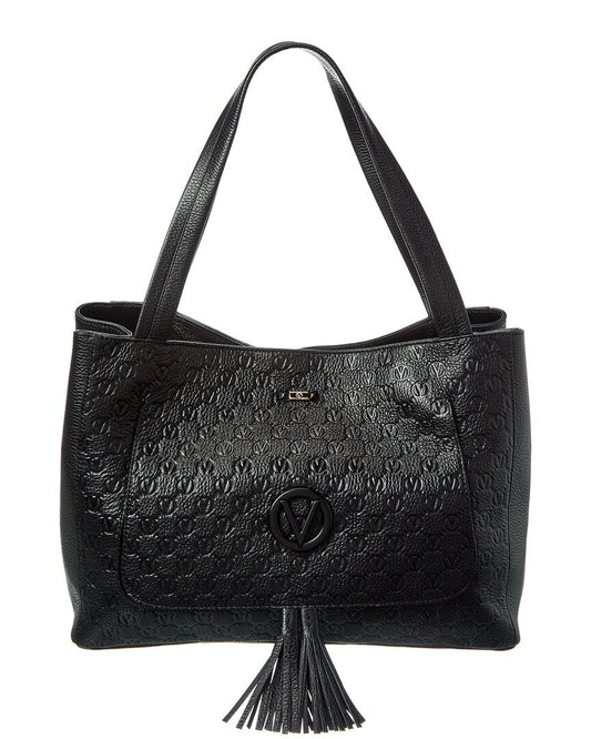 Valentino By Mario Valentino Ollie Dollaro Monogram Leather Tote ONE SIZE Black