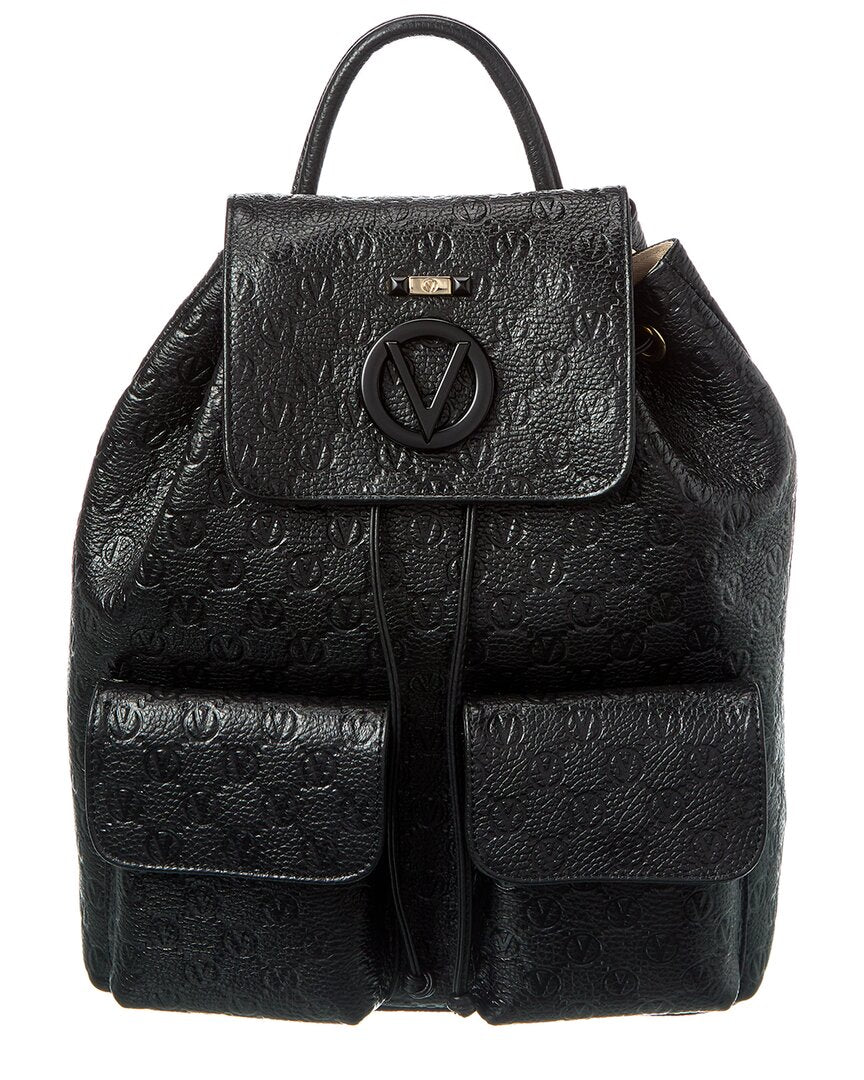 Valentino By Mario Valentino Simeon Dollaro Monogram Leather Backpack ONE SIZE Black