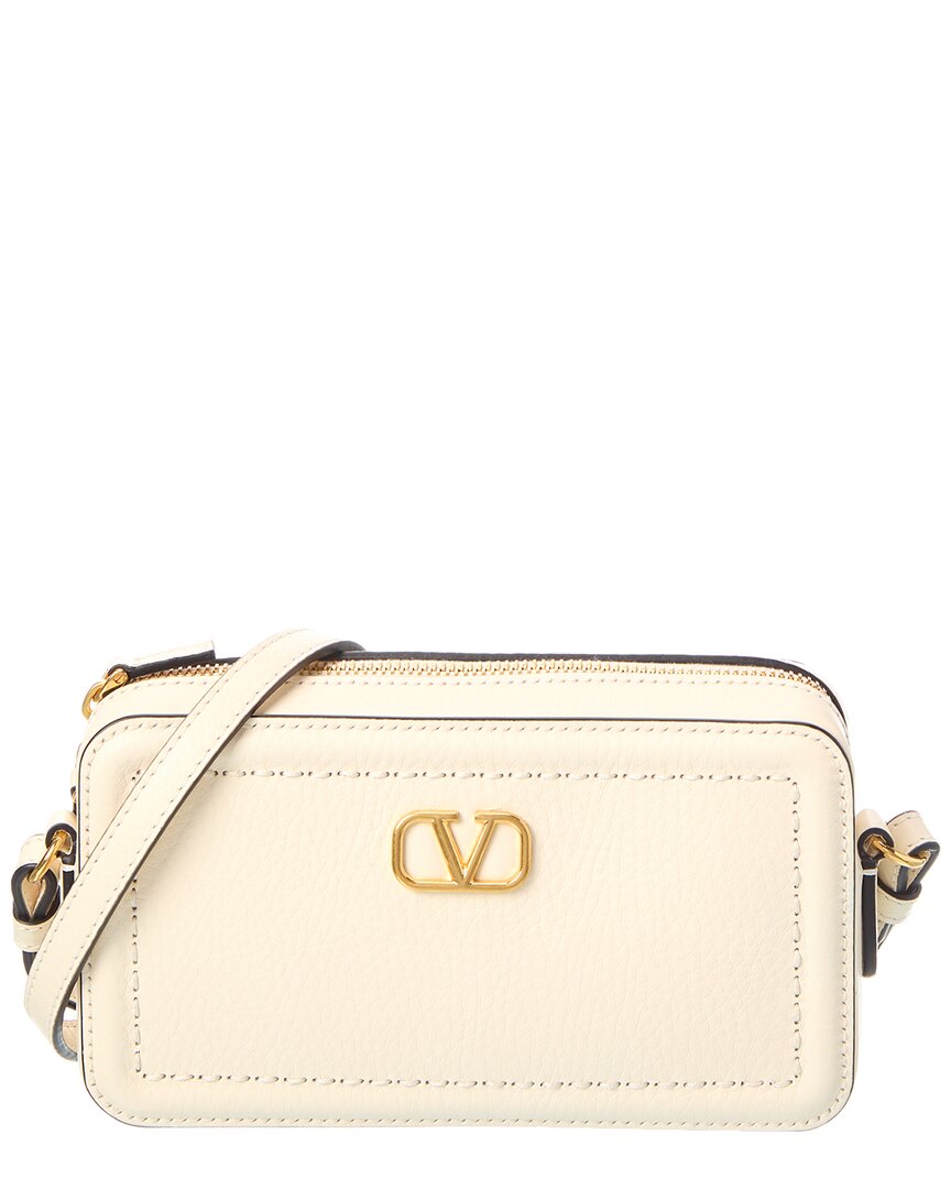 Valentino Vlogo Alltime Mini Leather Camera Bag ONE SIZE White
