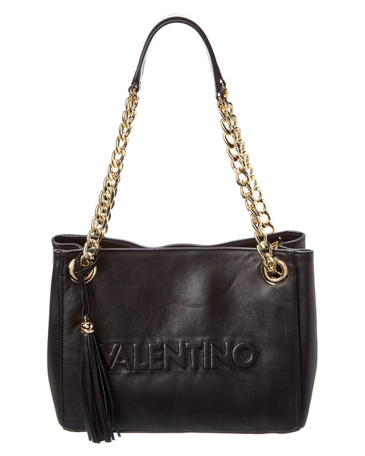 Valentino By Mario Valentino Luisa Embossed Leather Shoulder Bag ONE SIZE Black