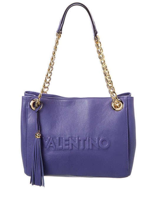 Valentino By Mario Valentino Luisa Embossed Leather Shoulder Bag ONE SIZE Blue