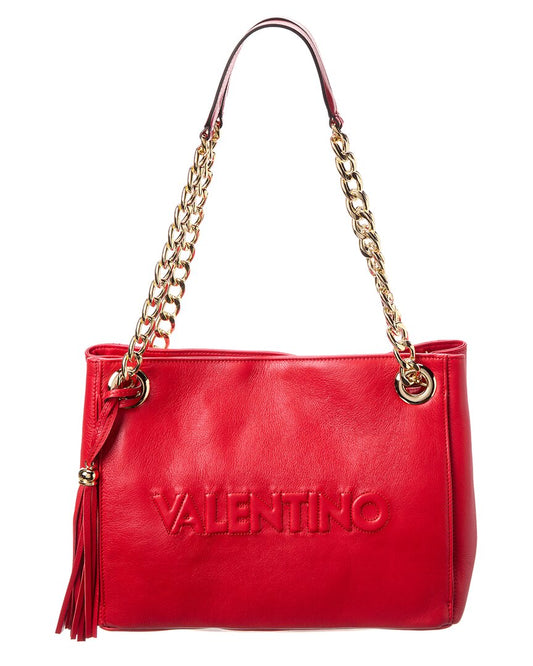 Valentino By Mario Valentino Luisa Embossed Leather Shoulder Bag ONE SIZE Red
