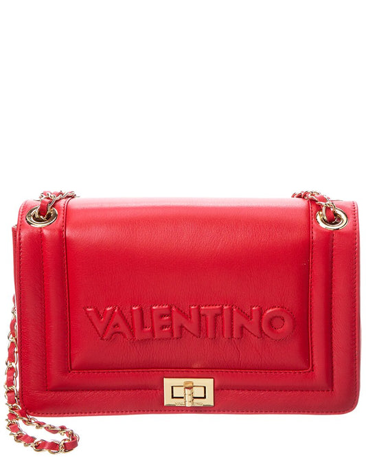 Valentino By Mario Valentino Alice Embossed Leather Shoulder Bag ONE SIZE Red