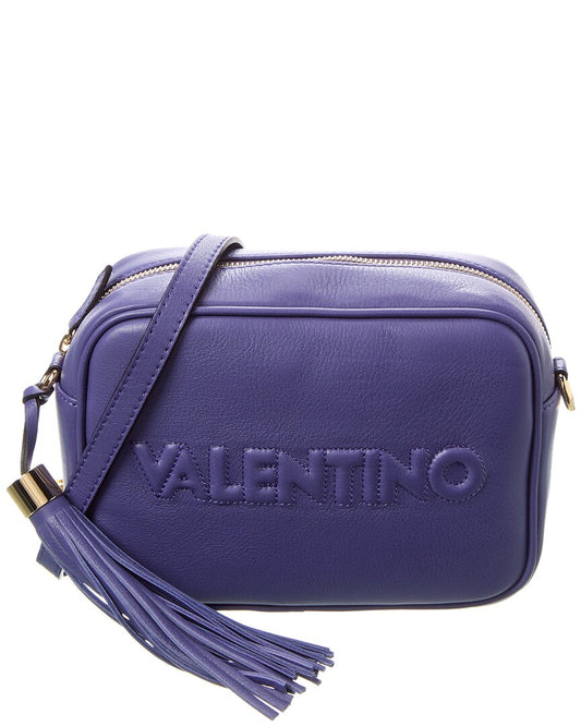 Valentino By Mario Valentino Mia Embossed Leather Crossbody ONE SIZE Blue