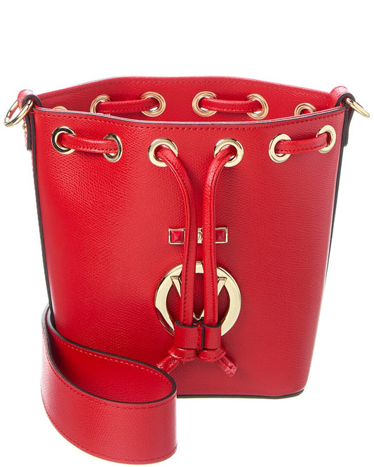 Valentino By Mario Valentino Jules Bonbonniere Leather Bucket Bag ONE SIZE Red