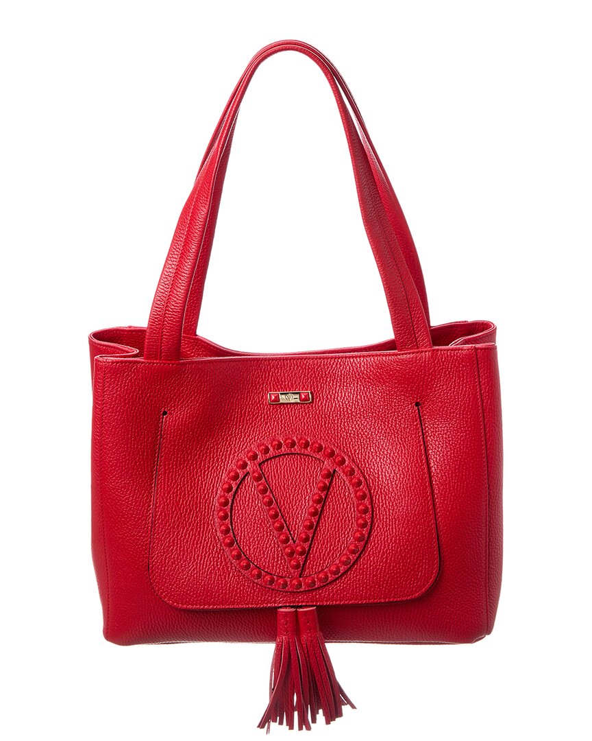 Valentino By Mario Valentino Estelle Rock Leather Tote ONE SIZE Red