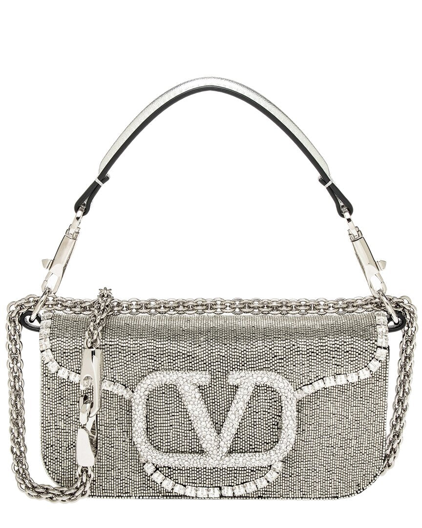 Valentino Loco Leather Shoulder Bag ONE SIZE Grey Multi