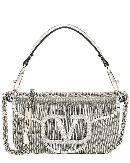 Valentino Loco Leather Shoulder Bag ONE SIZE Grey Multi