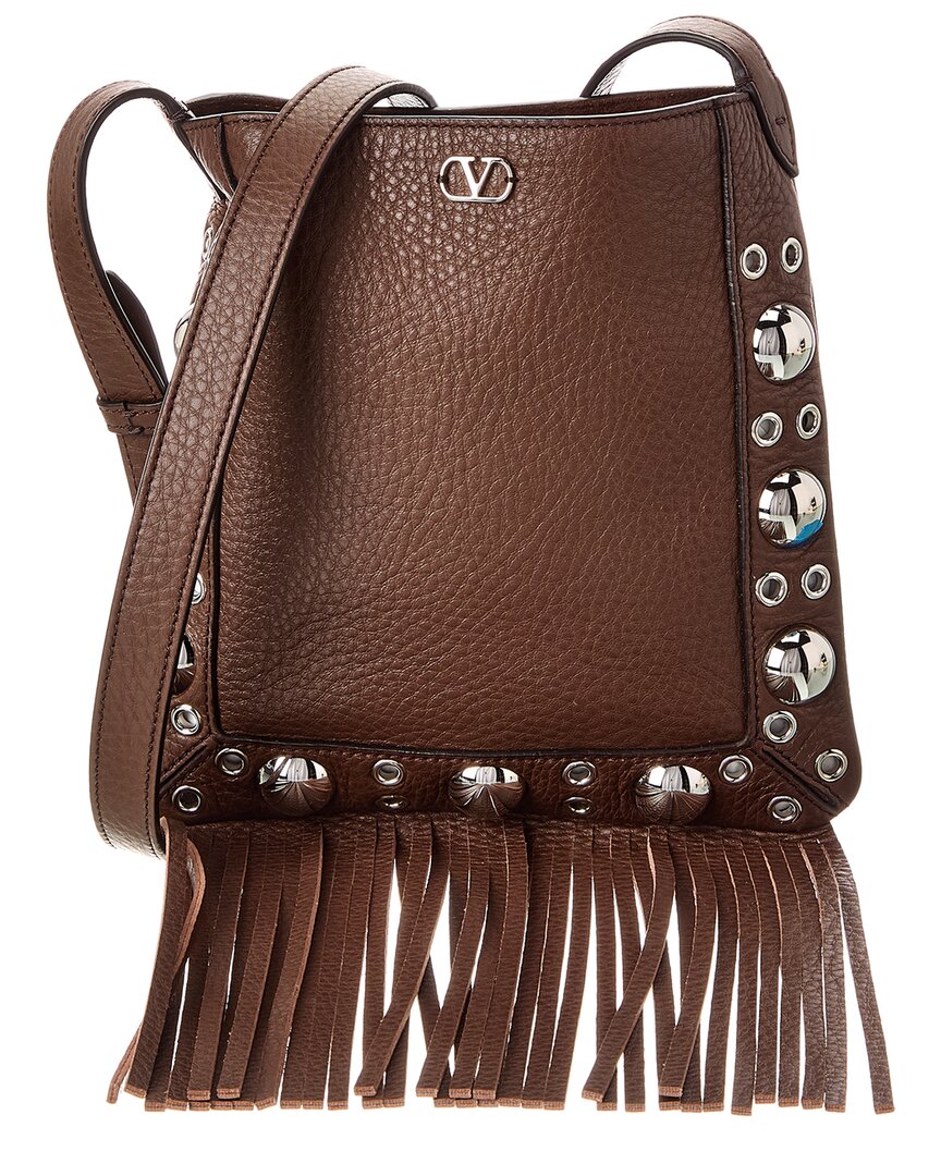Valentino Vlogo Leather Shoulder Bag ONE SIZE Brown Multi