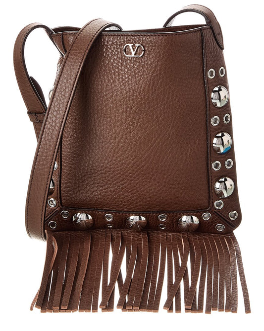 Valentino Vlogo Leather Shoulder Bag ONE SIZE Brown Multi