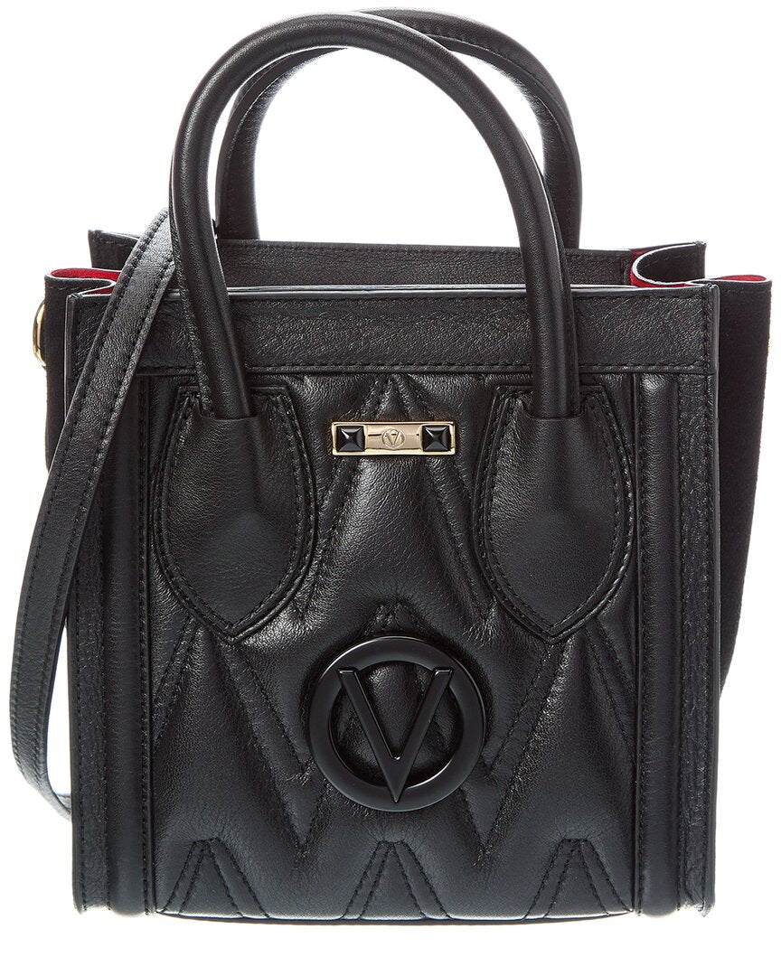 Valentino By Mario Valentino Eva Diamond Leather Tote ONE SIZE Black