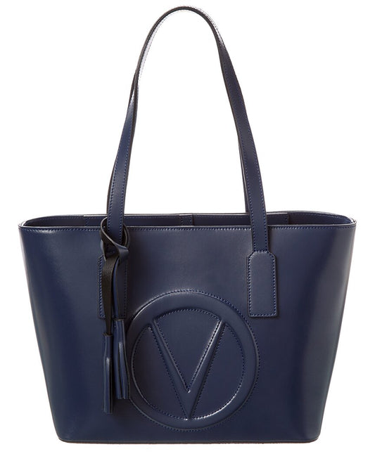 Valentino By Mario Valentino Prince Broderie Leather Tote ONE SIZE Blue