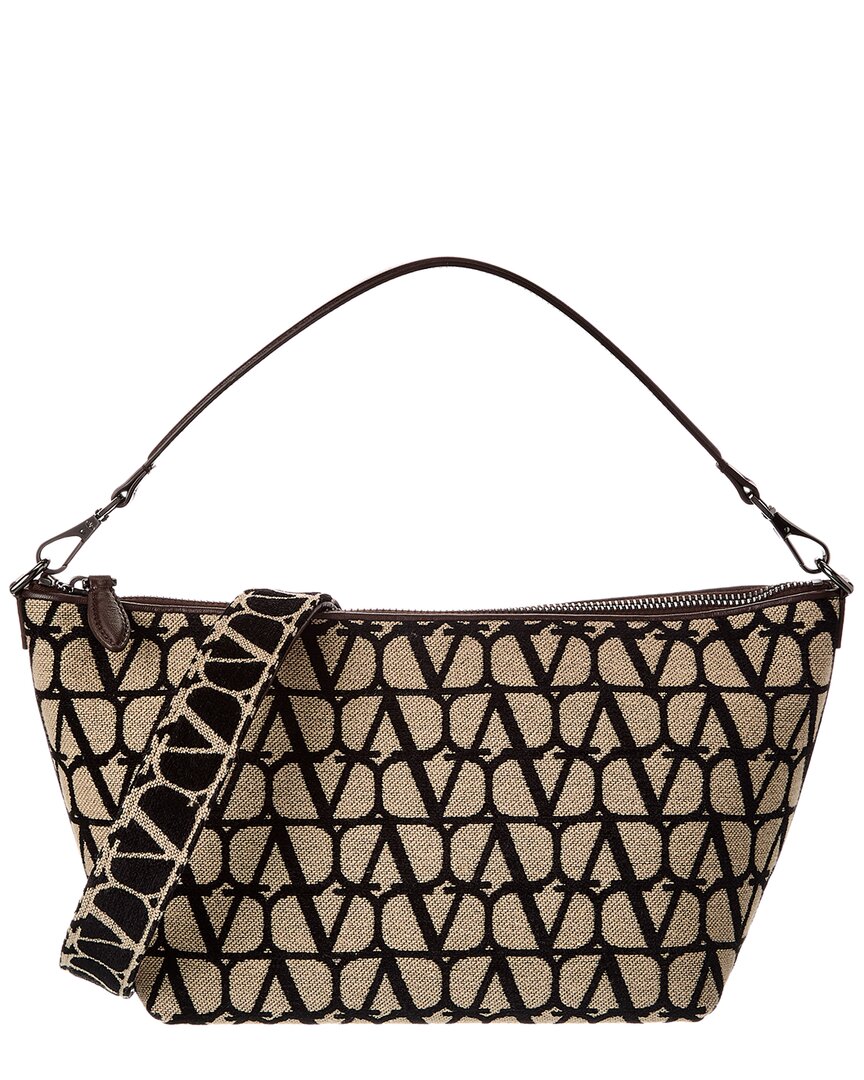 Valentino Vlogo Toile Iconographe Canvas & Leather Hobo Bag ONE SIZE Brown Multi