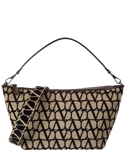 Valentino Vlogo Toile Iconographe Canvas & Leather Hobo Bag ONE SIZE Brown Multi