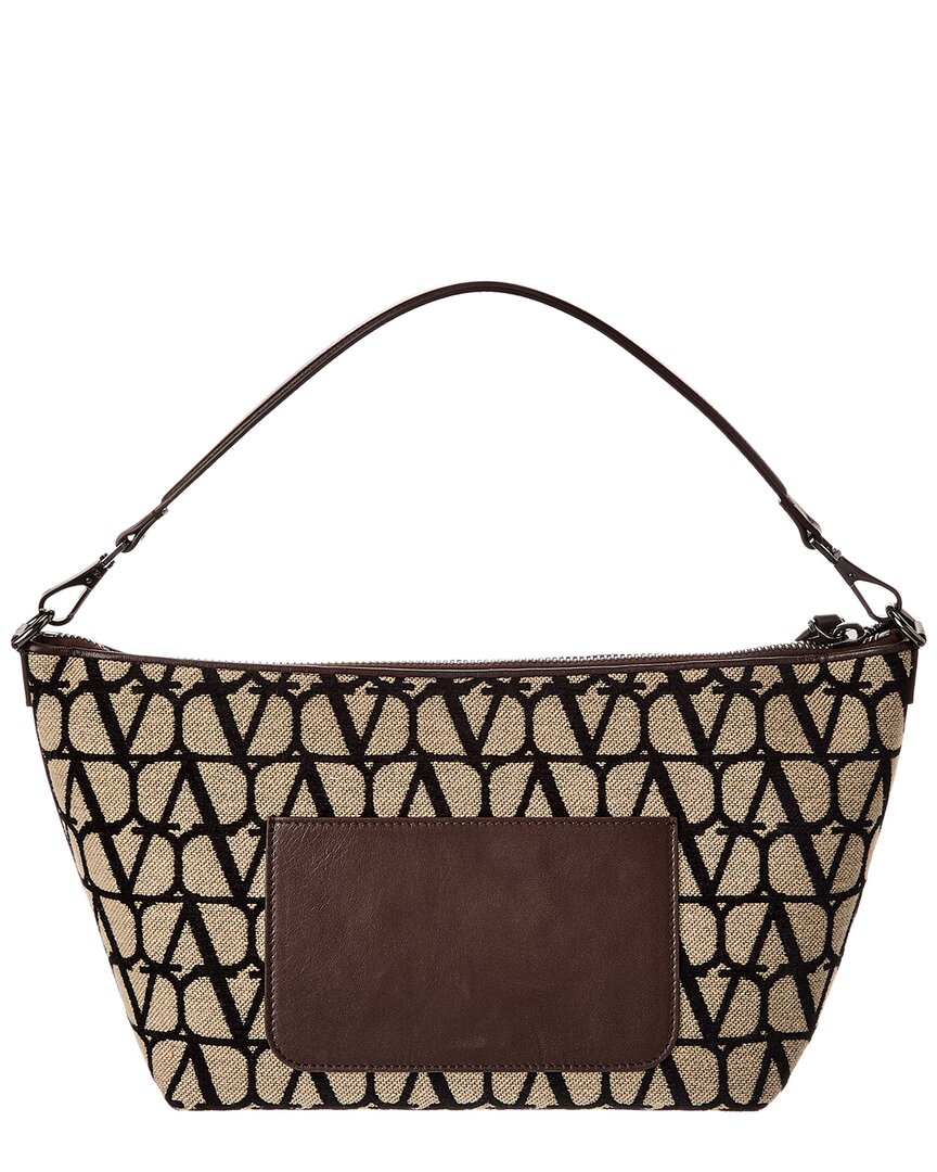 Valentino Vlogo Toile Iconographe Canvas & Leather Hobo Bag