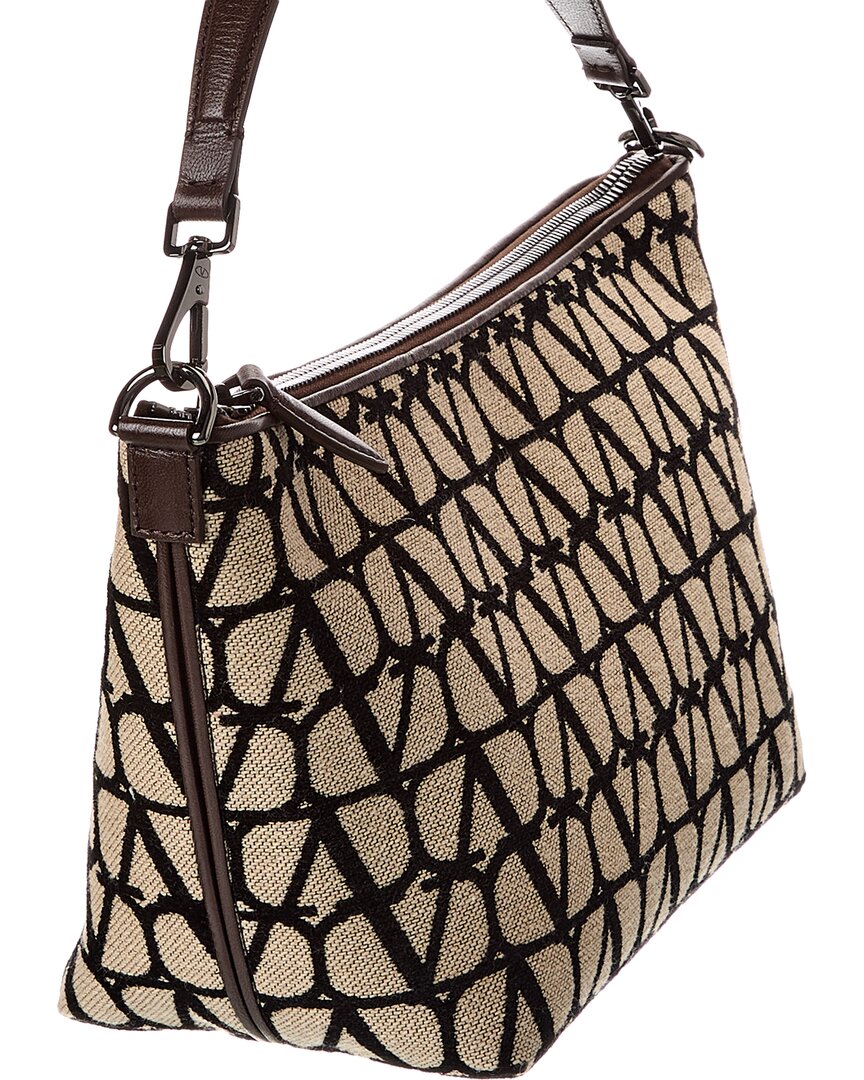 Valentino Vlogo Toile Iconographe Canvas & Leather Hobo Bag