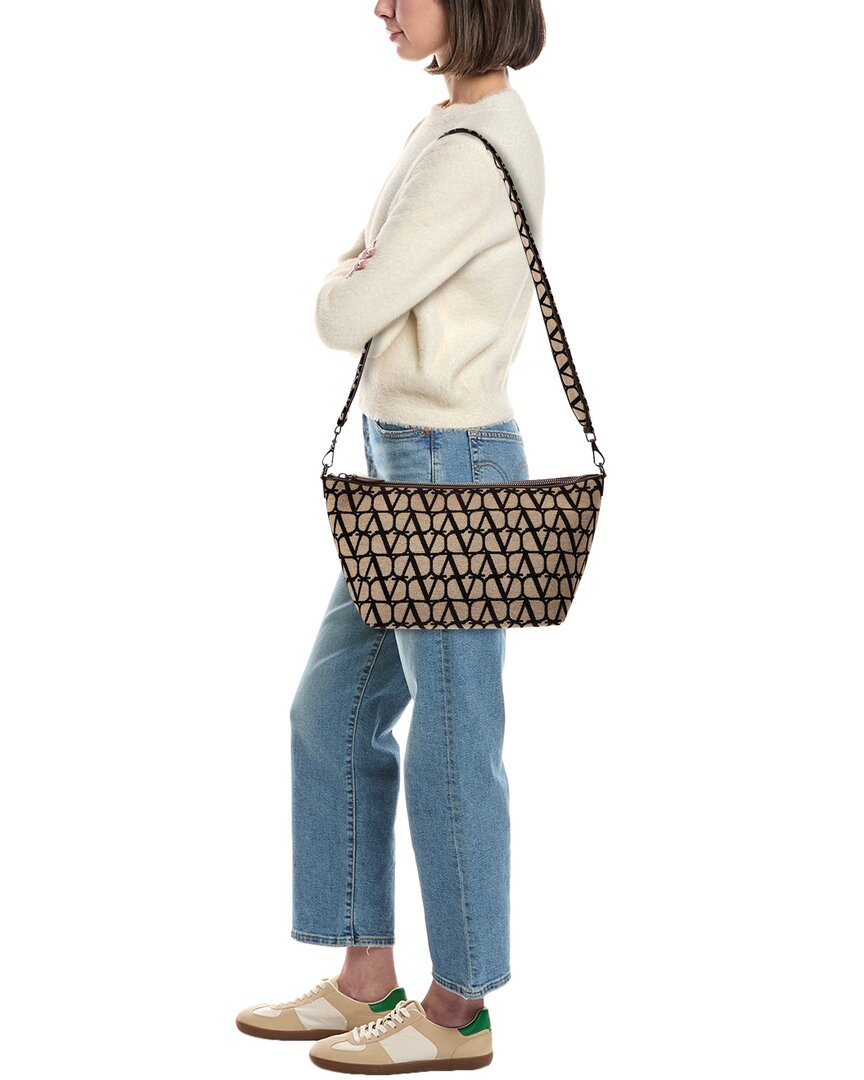 Valentino Vlogo Toile Iconographe Canvas & Leather Hobo Bag