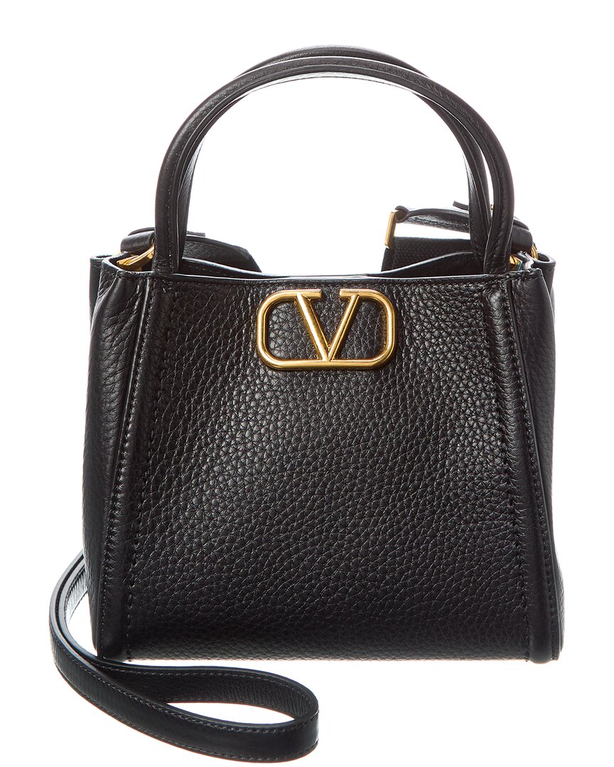 Valentino Vlogo Small Leather Tote ONE SIZE Black